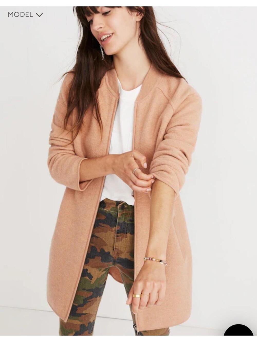 Madewell Bomber Sweater-Jacket Sz Xxs 100% Merino Wool  Cardigan Coat